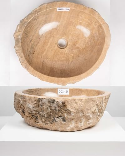Lavabo de mármol ónix, 50-60 cm, color crema, rectangular, para baño, piedra natural Wohnfreuden