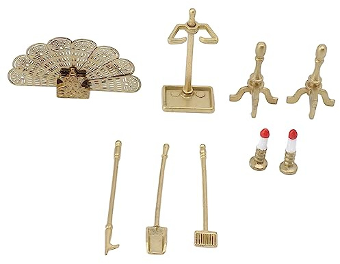 Yinhing Ensemble d'Accessoires de Cheminée pour Maison de Poupée, Accessoires de Meubles Miniatures élégants pour Décoration de Maison de Poupée à l'échelle 12, Amélioration du Salon Confortable,