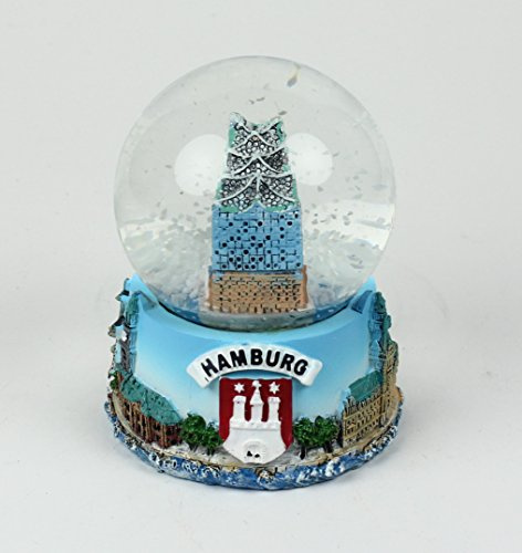 Buddel-Bini Versand Souvenir-Schneekugel Elbphilharmonie Elphi Hamburg Konzerthaus Schüttelkugel Glitzerkugel Mitbringsel Modern Mehrfarbig Polystone 9x7x3,5 cm