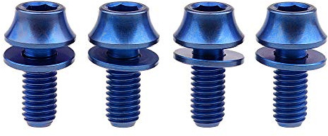 Yaruijia Titan-Schrauben mit Unterlegscheibe für Fahrrad-Wasserflaschen-Halter, M5 x 12mm, 4er Pack, blau