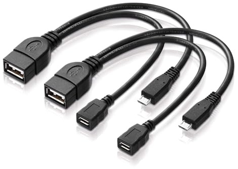 conecto 2X USB-OTG Adapter-Kabel Micro-USB 2.0-Stecker USB-Buchse Typ A + Strom-Anschluss für Externe Festplatte, für Fire TV Stick und andere Geräte