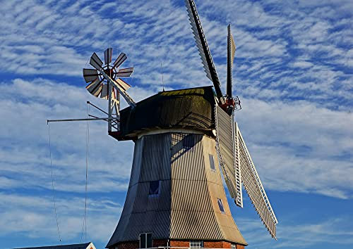 HANSEPUZZLE 69388 - Windmühle Puzzle 260 Teile | Gebäude Puzzle mit hochwertiger Puzzle Aufbewahrung: Kartonbox und wiederverschließbarem Beutel | Puzzle-Maße: 41 x 28,7 cm