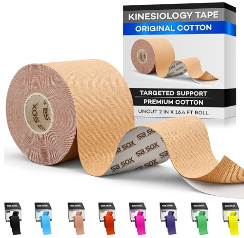 SB SOX Original Cotton Kinesiology Tape Roll, 16ft (Nude - Uncut)