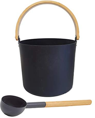KOLO Sauna Kübel 2 + Kelle/Saunaset/Saunaeimer und Kelle in Schwarz