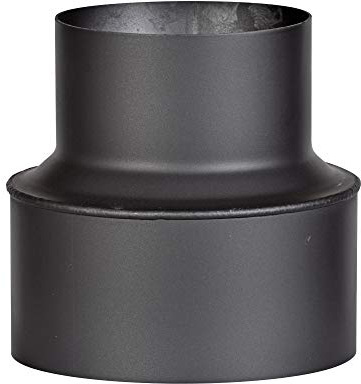 FIREFIX Réduction R150/Ü3 de 200 à 150 pour tuyaux de fumée de 2 mm d'épaisseur, laqué noir, de 200 mm à raccord mural de 150 mm