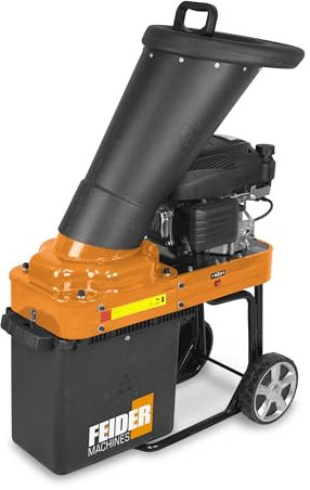FEIDER FBT70–2 Gartenhäcksler Benzin mit 4-Takt-Motor - Ideal zum Häckseln von Holz & Ästen - Maximaler Ø 4,4cm - Fassungsvermögen Auffangbehälter 30L - Transporträder - Gartenwerkzeug