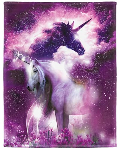 YISUMEI Kuscheldecke Einhorn Decke Flauschige Weich Fleecedecke für Sofa Bett,Lila,150x200cm