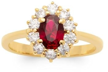 Bague Marquise cristal rouge Rubis Plaqué Or 18 Carats Tailles 50 à 68