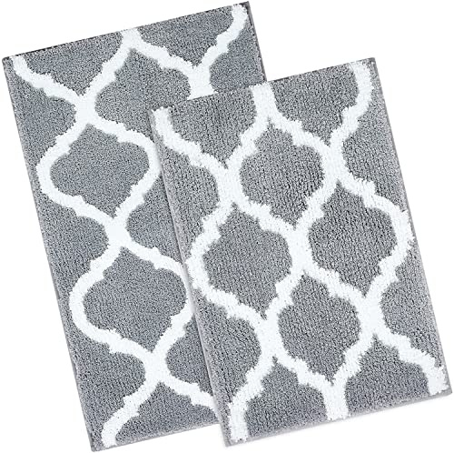 Homaxy Mikrofaser Marokkanisch Badematt Set 2 teilig–40x60cm+50x76cm, Grau | flauschig weich, bequem&luxuriös, extrme saugfähig, rutschfeste rückseite, maschinenwaschbar&trocken, vielseitig einsetzbar