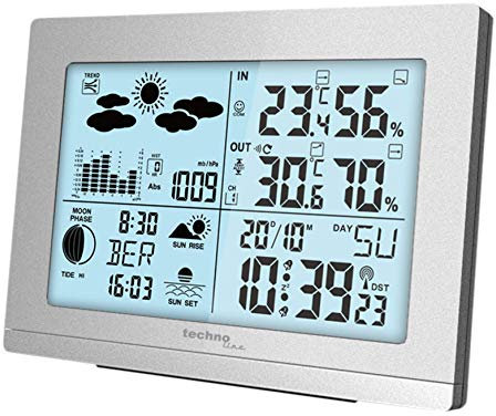 technoline Wetterstation WS 9565, silber, modernes Design
