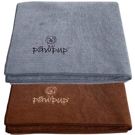 PAWPUP Dog Towels for Drying Dogs Super Absorbent Microfiber Pet Grooming Towel for Dogs, Cats and Other Pets (40 x 24 Inches, Brown and Grey)