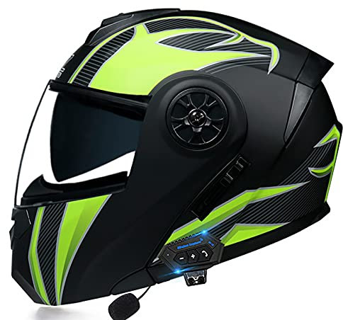 Motorradhelm Integralhelm,Confortable Bluetooth Motocrosshelme Fullface Helm für Scooter Moped Cruiser Damen Herren,Personality Klapphelme mit Visier ECE Zertifiziert D,S