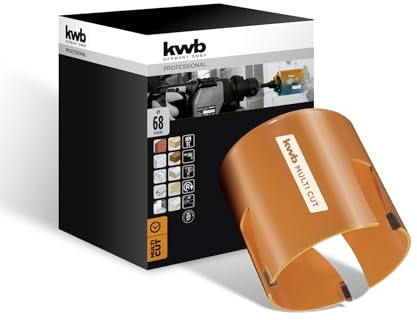 kwb EASY-Cut Universal hålsåg Ø 68 mm, skärdjup 60 mm, för burkar, träarbete och mycket mer, användbar med SDS-Plus och sexkantiga skaft m. UNF-gänga (1/2 tum eller 5/8 tum beroende på diameter)