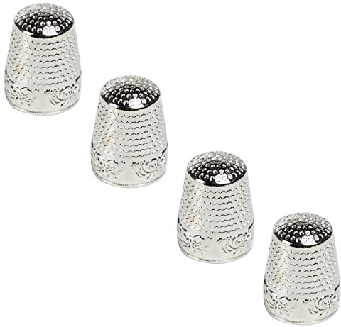 AXEN 4 Pieces Sewing Thimble, Metal Sewing Thimble Finger Protector, Accessories DIY Sewing Tool, Silver