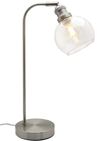 Clear Glass Globe Desk Lamp Retro Vintage Brushed Chrome Glass Shade Table Lamp H3004