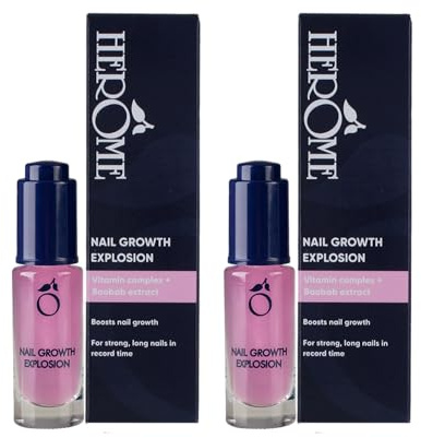 Herome 2-pack nageltillväxt explosion – silikonrik formel, återfuktande för snabb nageltillväxt vilket resulterar i starka, släta och friska naglar på nolltid – 2 x 7 ml.