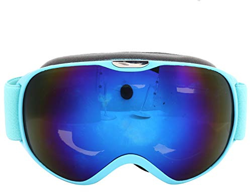 Skidglasögon, för Barn, Flickor, Pojkar, Justerbara Snösnowboardglasögon, Anti-dimma Vindtätt UV-skydd, Dubbelskiktsbelagd PC-lins, för Att Bära Glasögon (Blå)