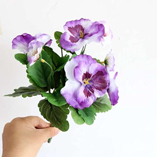 MUNACRAFT Künstliche Stiefmütterchen, Kunstblumen, 25,4 cm, Seide, künstliche Schmetterlings-Orchidee, Blume, Zuhause, Büro, Hochzeit, Dekoration, Violett4