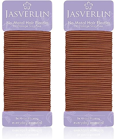 JASVERLIN Tunna hårband små elastiska gummiband för fin tunnare medium textur, hästsvanshållare, långvarig, halkfri, flätad frisyr för kvinnor, flickor, lockig, 2 mm, 80 stycken (ingefära)
