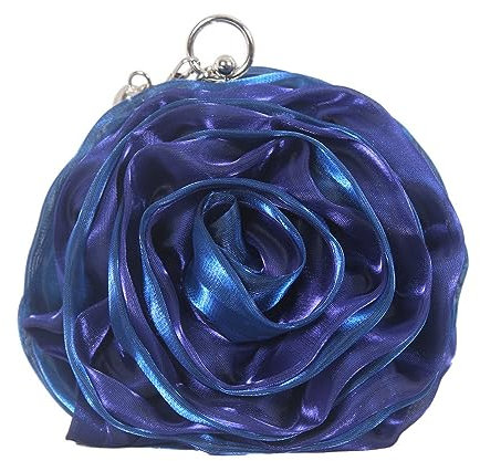 MOISTRI Seide Geld Damen Geldbörsen Blumen Geldbörsen für Abschlussball Handtasche Damen Abend Handtaschen Geldbörsen für Hochzeiten Kleinformat Blau
