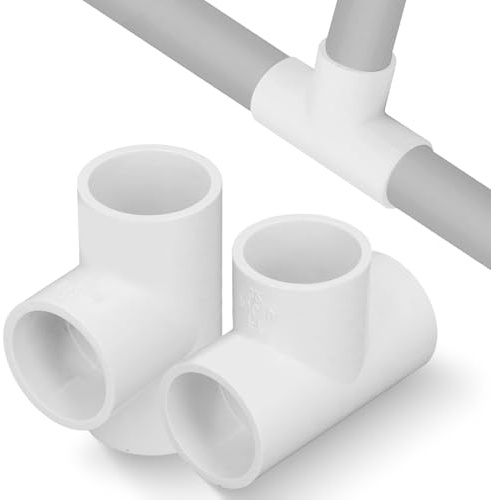 Tissting 12 Stück T Rohrverbinder 20mm 1/2in PVC Kunststoff | Rohrverschraubungen Verbindungen Adapter T-Stück Rohr Fitting für Gewächshaus Rahmen, Möbelverbinder, Zeltverbindung