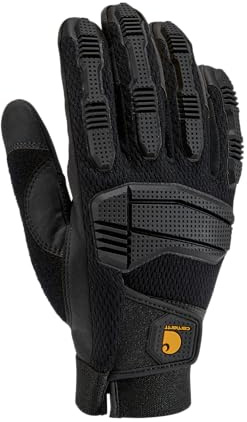 Carhartt Men's High Dexterity Protective Knuckle Guard Glove, Black, Large