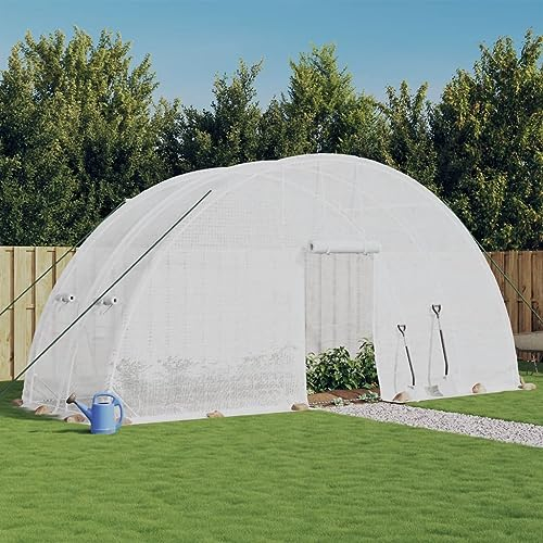 ZEYUAN Gewächshaus mit Stahlrahmen Weiß 12 m² 6x2x2,85 m, Frühbeet, Gewächshaus Klein, Tomatenhaus, Growbox, Treibhaus, Greenhouse