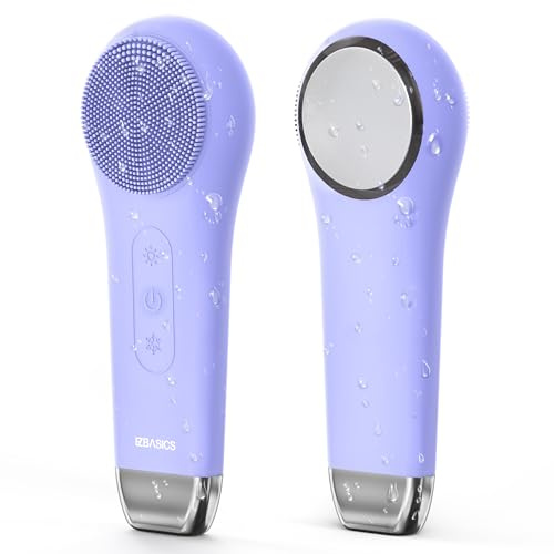 EZBASICS Facial Cleansing Brush face Scrubber Waterproof Face Scrub Brush for Men & Women Rechargeable Face Brushes for Facial Electric Silicone Face Scrubber Cleanser Brush 1 Pack+3 Modes Violet