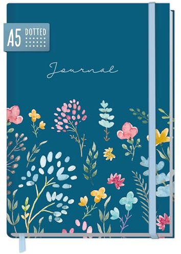 paper&you® dotted Journal A5 mit Gummiband Happy Flower 156 Seiten, Notizbuch gepunktet, Tagebuch - nachhaltig & klimafreundlich