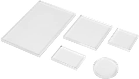 Widybord 5 StüCk Klarer Stempel Acrylblock Set für Transparente Acryl Stempel Pad DIY Scrapbooking Klare Acryl Display Riser StäNder