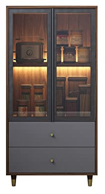 MOOWI Weinschrank Moderner Weinlagerschrank, Home-Bar-Küchen-Sideboard-Konsole mit Glastüren und Schublade Barschrank (Size : L)