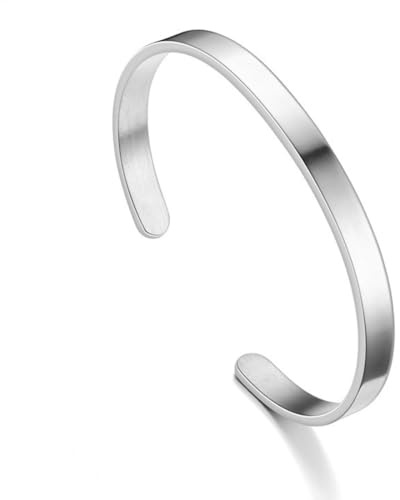 Pulsera Regulable Acero inoxidable Brazalete Muñequero Abierto Ajustable de Acabado Pulido Liso, Joyería de Regalo para Mujer Chica Niña Brazalete Brazalete Brazalete Brazalete Brazalete plata