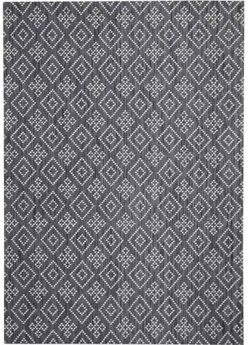 Knutzen Wohnen City Wollteppich flach gewebt 160 x 230 cm Grau - Teppich Wolle Natur -Naturteppich mit Rautenmuster - Stilvolles Design mit Bequemlichkeit für Ihr Zuhause