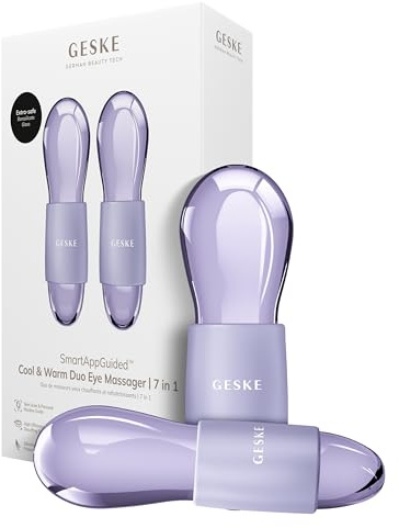 GESKE SmartAppGuided™ Cool & Warm Duo Eye Massager | 7 in 1 | Zwei Massagekugeln | Batterielose Wärme- & Kühltechnologie | Gegen Augenringe & Tränensäcke | Anti-Aging | Professionelle Hautpflege