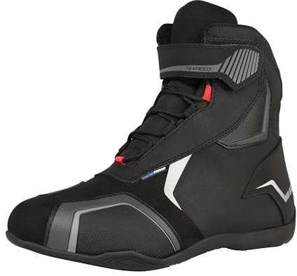 Texpeed Bottes De Moto Imperméables Pour Hommes Homologuées - Chaussures De Motard En Cuir De Protection - Noir - Courte longueur - Taille 44 EU