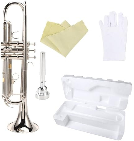 Blechblasinstrument Trompete B-Blech-Trompete Anfänger Profi Edelstahl Vollton(Silver)
