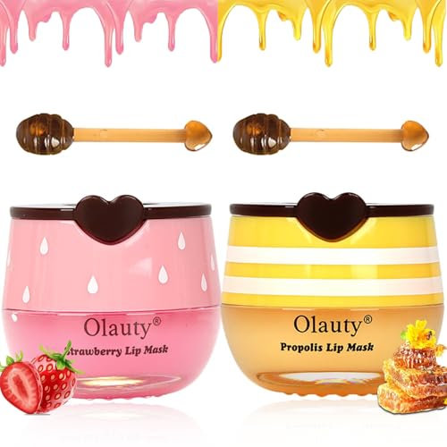 2 pezzi di balsamo per labbra, miele e fragola, maschera idratante per labbra per ridurre le rughe delle labbra, per evitare l'idratazione esfoliante per labbra secche e screpolate