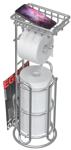 TreeLen Portarrollos de Papel higiénico TreeLen Mega Roll de Acero Inoxidable para baño, Soporte para pañuelos, con Estante para teléfono/toallitas y revistero Independiente, Cromo