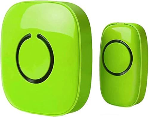 Campanello senza fili per la casa, 1 suoneria a pulsante e 1 ricevitore suoneria, funzionamento a batteria, 300 metri, campanello impermeabile senza fili con flash LED, verde lime