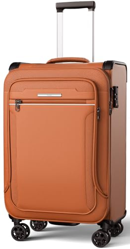 ABISTAB Weichschalen Handgepäck Koffer erweiterbar- Stoff Koffer 55x38x23cm | Reisekoffer klein | 4 Rollen & TSA Schloss | Leicht Koffer Trolley | Wasserfest | Orange