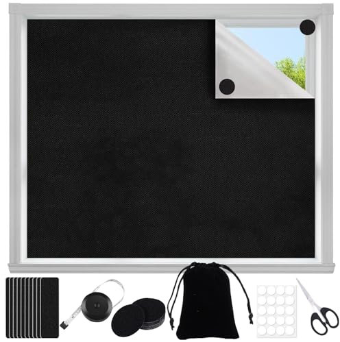 100x145cm Store Occultant sans Perçage, DécoupableTissu Occultant Isolation Thermique pour Chambre d'enfant, Sun Block -avec 20 Attaches Auto-adhésives