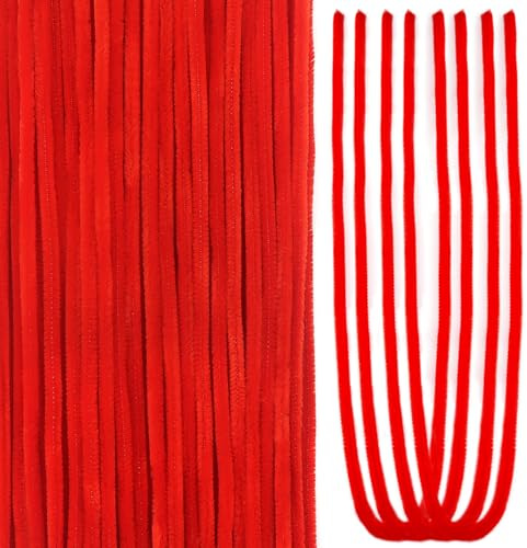 TOAOB 50 Stück Pfeifenputzer zum Basteln 60 cm Lang Rot Pfeifenreiniger Chenilledraht Biegeplüsch Basteldraht Overlength Zum Basteln und Gestalten von Tieren Figuren Dekorieren Kunst Handwerk