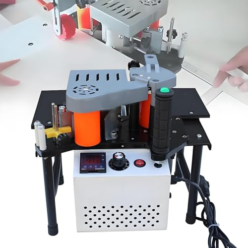 YLANMEI Encoladora de Cantos portátil, Curva y Recta, Velocidad Ajustable de 2 a 6 m/min, encoladora portátil de 7 a 60 mm, Kit para proyectos de carpintería.,Black