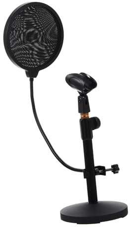 SOIMISS Live Broadcast Microphone Stand Desktop Metal Round Plate Microphone Bracket Mic Filter for Streaming and Recording