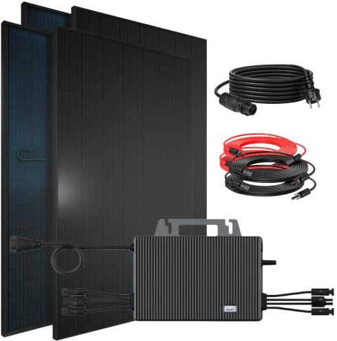 SUNNIVA® 1840W Balkonkraftwerk BIFAZIAL FULLBLACK komplett Steckdose TSUN 2000 Watt Wechselrichter, Solaranlage Komplettset, 4x 460W N-Type Glas-Glas Bifacial Solarmodule, 5m Kabel, 4x 2.5m Solarkabel