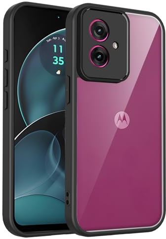 KQXG Funda para Motorola Moto G14 - Carcasa Antigolpes con Espalda de PC Transparente, Bordes Silicona Antideslizantes - Negro