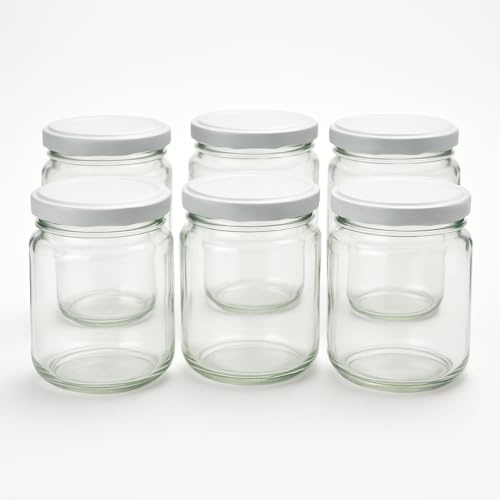 Heiko Blume Einmachglas Set 230 ml mit weißem Twist-Off-Deckel – 12er Set – Marmeladengläser/Konfitürengläser & Vorratsgläser – klar, geruchs- & geschmacksneutral – Made in Germany