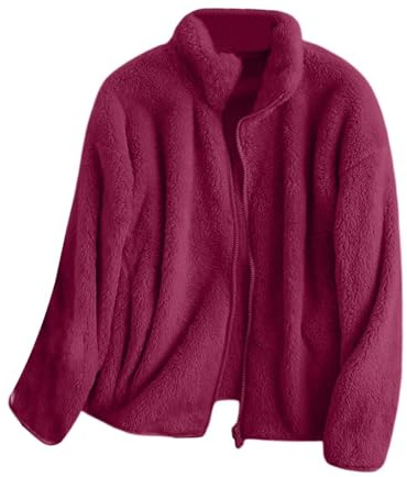 Genérico Abrigos de Invierno para Mujer Tallas Grandes Sin Capucha Fleece Abrigo Peluche Polar Mujer de Peluche Chaqueta de Pelo Abrigo Borrego Chaqueta Polar Rosa Fuerte XXL