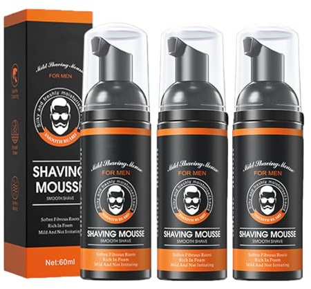 Rasierschaum Männer, Rasierschaum Reisegröße, Shaving Foam for Men, Rasiercreme Männer, Herrenrasiercreme Beruhigt die Haut und Spendet Feuchtigkeit (60ml, 3Pc)