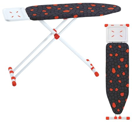 TheOwnas Ironing Board 114 x 36 cm | Lightweight Foldable Ironing Table with Steam Iron Rest | 100% Cotton Heat-Resistant Washable Cover | Sturdy Non-Slip Metal Frame with Safety Lock.
